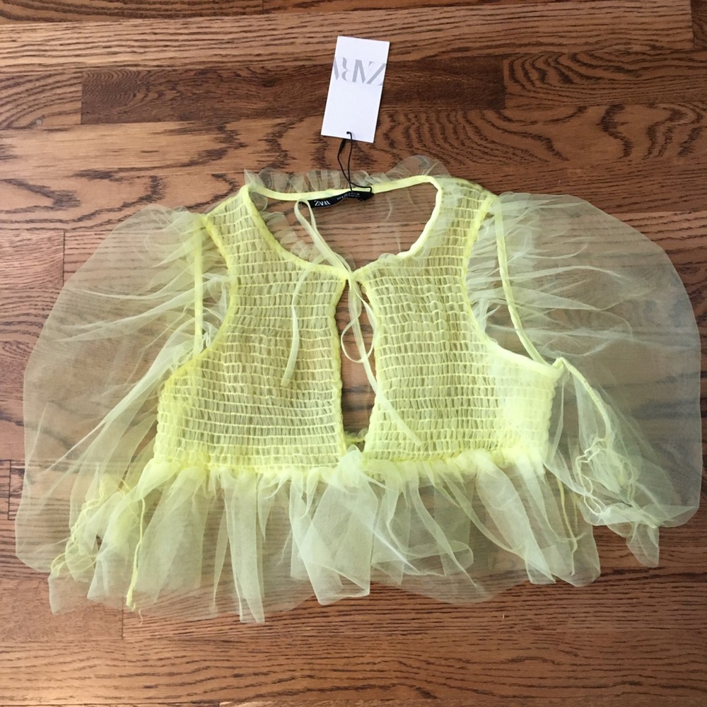 Zara Voluminous Yellow Tulle Top